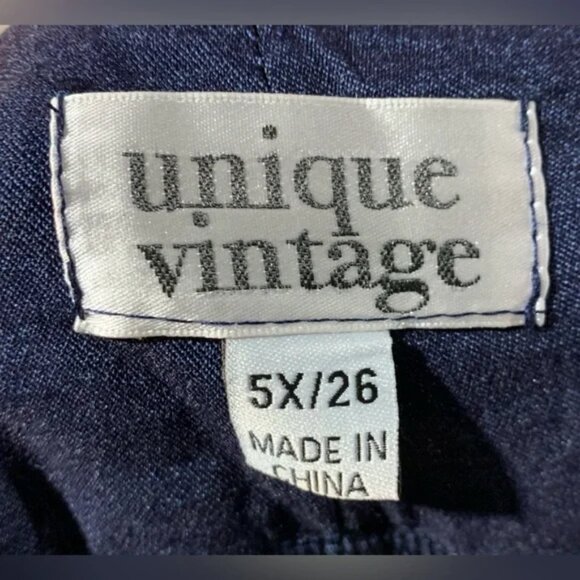 NWT 5X 26 Unique Vintage Dark Blue Denim High Waist Rizzo Cigarette Pants - Picture 6 of 9